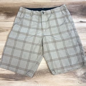 Volcom Shorts Mens 30 Flat Front Hybrid Surf & Turf 4 Way Stretch Plaid